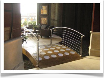 custom indoor bridge with handrails